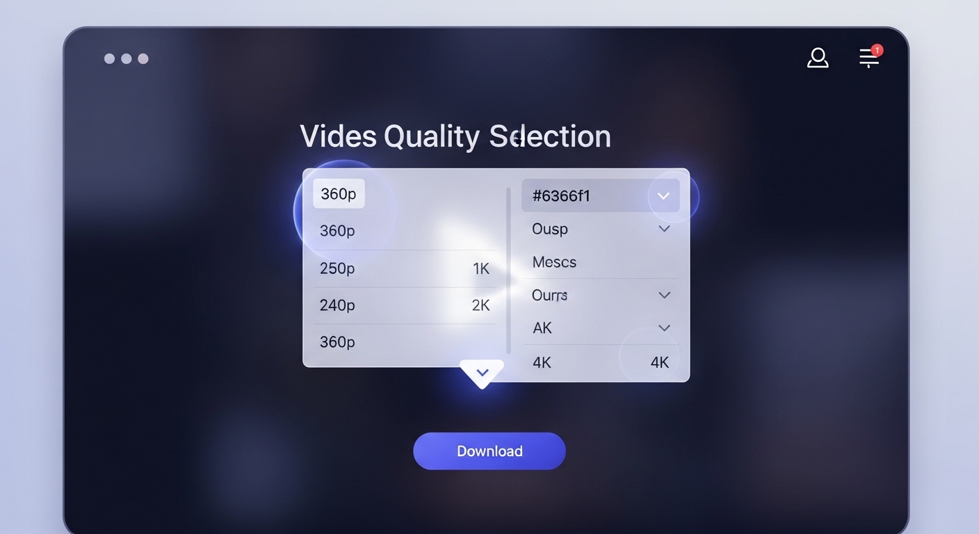 Video quality selection screen